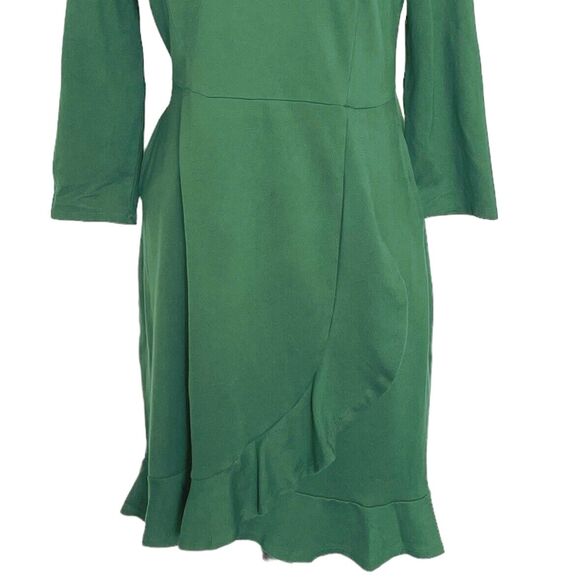 J. Jill Ponte Womens Dress Size Small Green Knit Ruffle Office Work Wear Career - Picture 5 of 12